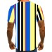 Casual o-neck letter printed men's T-shirt with color stripes