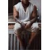 Men's linen holiday plain tank top