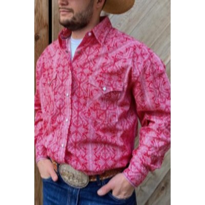 Men's Pink Printed Casual Shirt